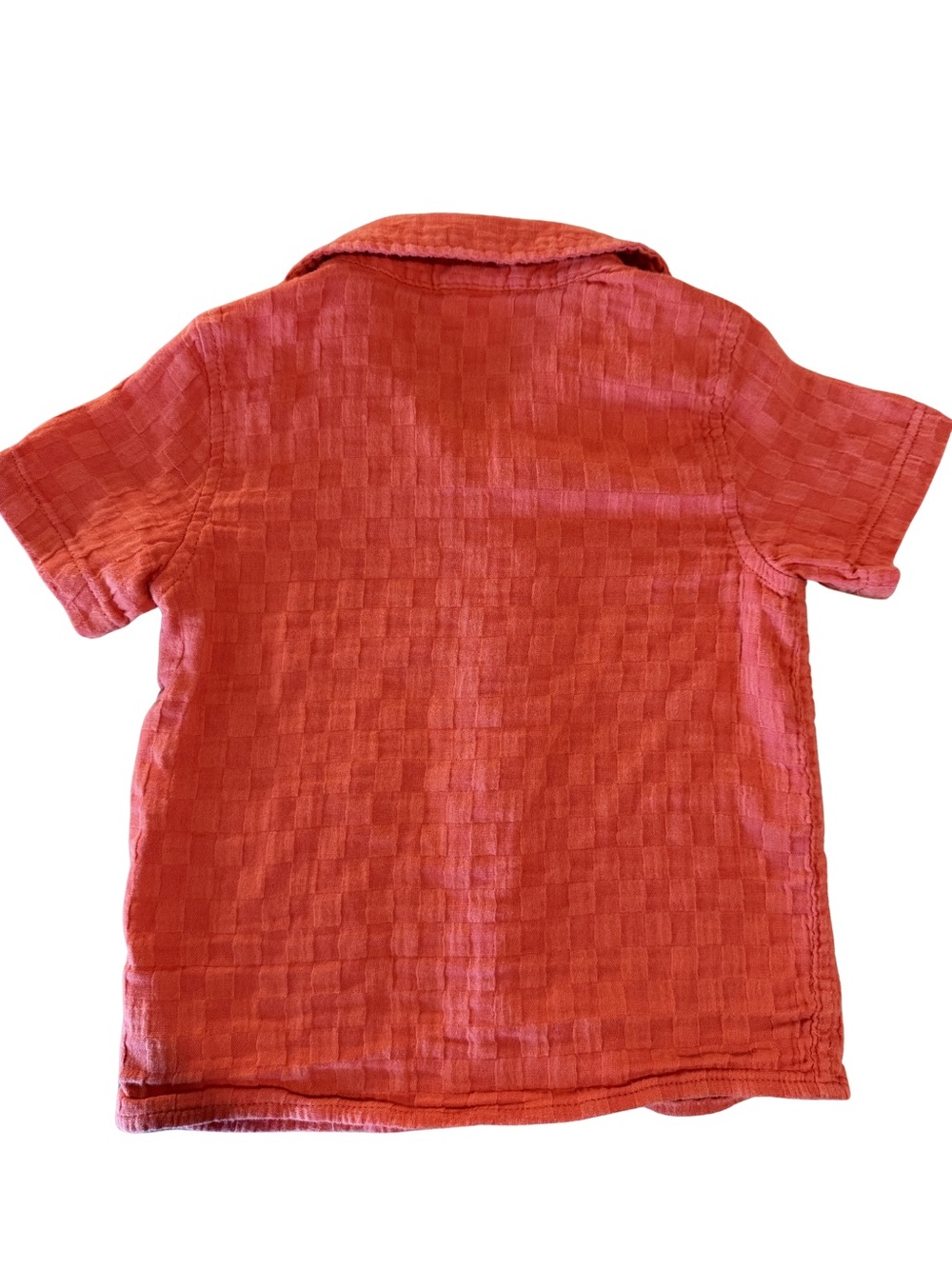 Cat & Jack Coral-Red Short Sleeve Button-Down Shirt for Kids - Picture 2 of 3